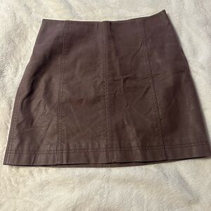 Free People Brown Leather Mini Skirt